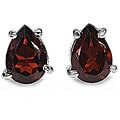 Malaika Silver Genuine Garnet Pear-cut Stud Earrings