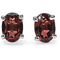 Sterling Silver Genuine Garnet Stud Earrings
