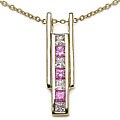 14k Gold Overlay Pink and White Sapphire Pendant