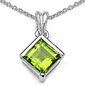 Sterling Silver Peridot Square Necklace