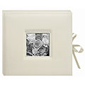 Pioneer Sewn Leatherette Frame Cover 3-ring Cream Photo Box Album with Ribbon Closure