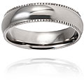 Men's Titanium Polished/ Rounded Milgrain-edge 6-mm Ring