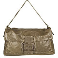 Fendi Brown Leather Large Convertible Clutch