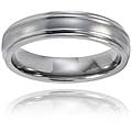 Men's Titanium Ridged Edge Brushed and Polished Ring (5-mm )
