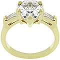 14k Gold Heart Triplet Cubic Zirconia Anniversary Ring