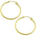 14k Yellow Gold 30 mm Diamond-cut Hoop Earrings