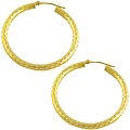 14k Yellow Gold 25mm Diamond-cut Hoop Earrings
