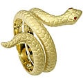 Nexte FrostedGoldtone CZ Red-eyed Snake Ring
