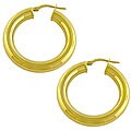 18k Gold over Silver Round Tube Hoop Earrings