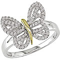 14k Two-tone Gold 1/4ct TDW Diamond Butterfly Ring (I-J, I2-I3)