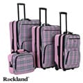 Rockland Pink Cross 4-piece Expandable Luggage Set
