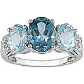 10k Gold Blue Topaz and Diamond Accent Ring