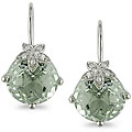 10k Gold Diamond and Green Amethyst Earrings
