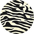 Handmade Soho Zebra Wave White/ Black N. Z. Wool Rug (6' Round)