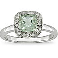 10k Gold Green Amethyst and Diamond Accent Ring