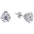 14k White Gold Overlay Martini-set CZ Earrings