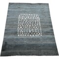 Handmade carpet Persian Persian Handmade Black/ Beige Gabbeh Wool Rug (5'7 x 7'6)