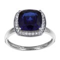 10k Gold Created Sapphire and 1/10ct TDW Diamond Ring (I-J, I2-I3)
