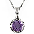 10k White Gold Amethyst and Diamond Necklace