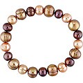 Multi-brown FW Pearl Elastic Bracelet (8.5-9 mm) (Set of 6)