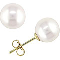 14k Gold Freshwater Pearl Stud Earrings (8-8.5 mm) (Set of 6)