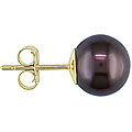 14k Gold Freshwater Black Pearl Earrings (8-8.5 mm) (Set of 6)