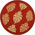 Indoor/ Outdoor St. Martin Red/ Natural Rug (5'3 Round)