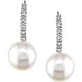 10k White Gold FW Pearl and 1/10ct TDW Diamond Earrings (8-9 mm)