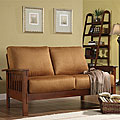 Hills Mission-style Oak and Rust Loveseat