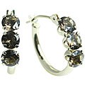 14k Gold Smokey Quartz Three-stone Hoop Earrings