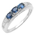 Sterling Silver Blue Sapphire and Diamond Accent Ring