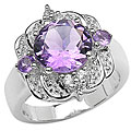 Sterling Silver Amethyst and White Topaz Ring (Size 7)