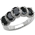 Sterling Silver Black Sapphire 5-stone Ring (Size 7)