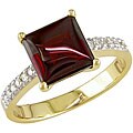 14k Yellow Gold Garnet and 1/8ct TDW Diamond Ring