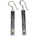 18k Gold and Silver Bar Drop Earrings (Chile)