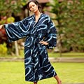 'Sea of Shadows' Women's Batik Robe (Indonesia)
