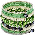 Bone and Bead Forest Green 10-turn Bracelet (India)