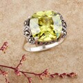Sterling Silver Marcasite and Green CZ Ring (Thailand)