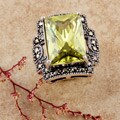Sterling Silver Marcasite and Green CZ Ring (Thailand)