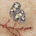 Sterling Silver Marcasite and CZ Bypass Ring (Thailand)
