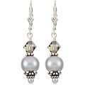 Charming Life Silver Grey Pearl and Crystal Earrings (8-9 mm)