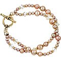 Charming Life 22k Gold-plated Pewter Pearl and Crystal Bracelet (4-8.5 mm)