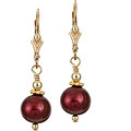Charming Life 14k Goldfill Cranberry Red FW Pearl Earrings (9-10 mm)