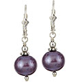 Charming Life Sterling Silver Purple FW Pearl Earrings (9-10 mm)