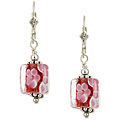 Charming Life Sterling Silver Pink Art Glass Cube Earrings