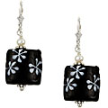 Charming Life Sterling Silver Black and White Art Glass Earrings