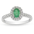 14k White Gold 1/4ct TDW Diamond and Emerald Ring