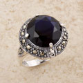 Sterling Silver Purple CZ and Marcasite Ring (Thailand)
