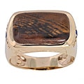 Michael Valitutti 14k Gold Petrified Wood and Diamond Men's Ring