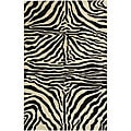 Alexa Zebra Animal Pattern Black/ White Wool Rug (8'6 x 11'6)